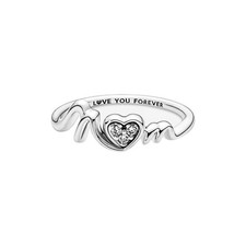 S925 Sterling Silver Mum Heart Love You Forever Finger Ring Jewellery Gift Trend