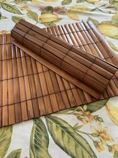 Vintage Pair Of Threaded Bamboo Placemats, Mid Century Modern. Tiki Bar Theme