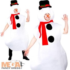 Snowman Mens Ladies Fancy Dress Christmas Party Festive Adults Costume Outfit