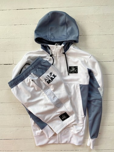 Men white blue tracksuit - men's,