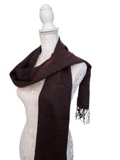 Lacoste Cashmere & Wool Brown Soft Winter Luxury Tassle Fringe Scarf Accessory