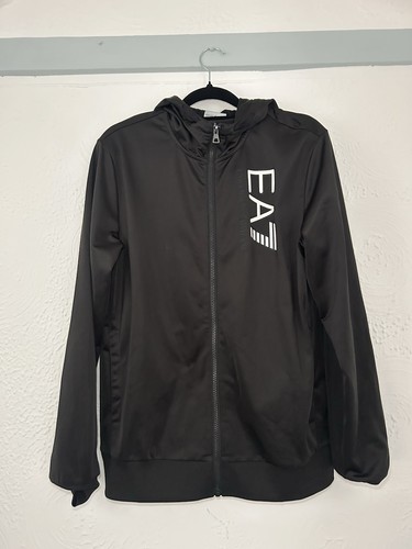 Ea7 black zip hoodie - zip, up