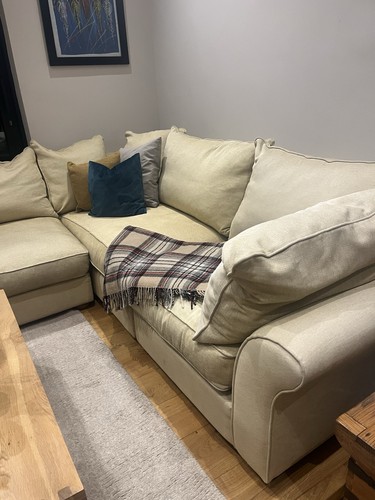 Beige fabric corner sofa with - beige,
