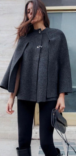 Bnwt zara grey knit cape - grey,