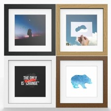 instagram Photo Picture Frame with White Mounts Black White Oak Large