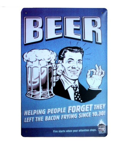 Metal beer signs man - metal, cave