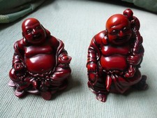 Pair of Resin Laughing Buddha Statues
