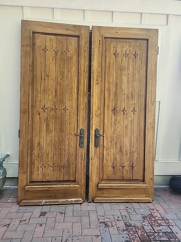 Brown natural wood doors - brown,