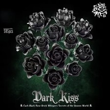 585PCS Black Rose Building Block Set Plant Bouquet High Quality Simulated Roses