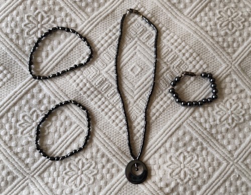 4pcs black stone - black, pendant