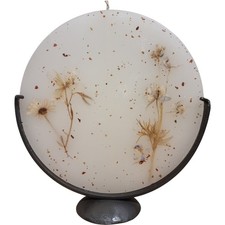 Decorative Round Floral Embedded Pillar Candle Stand Set Unique Wax Art