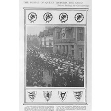 QUEEN VICTORIA Burial, Sailors Pulling the Gun-Carriage - Antique Print 1901