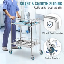 2-Tier Stainless Steel Trolley