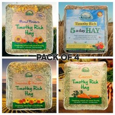 4 X 1kg Natures Own Timothy Hay With Forage  Selection Rabbits Guinea Pigs
