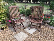 Alexander Rose Garden Furniture Wooden Chairs Teak Folding Armchairs Chair Pair