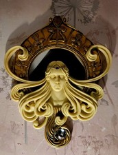 Stunning Art Nouveau Mirror Lady Gold Tone Resin - see photos ? 