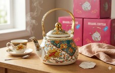 New 1.5L Enamel Teapot Floral