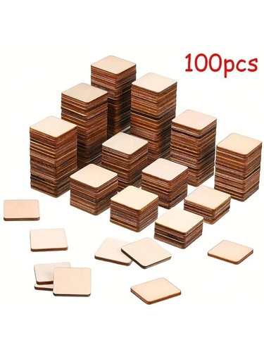 100pcs 25mm wooden square - 100pcs,