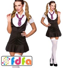 Wicked Naughty Schoolgirl St Trinians Pinafore Adult Ladies Fancy Dress Costume