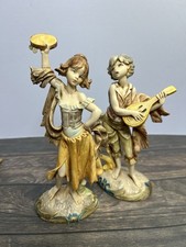 Vintage Pair Italian Simonelli, Fontanini Figurines, Boy And Girl Musicians