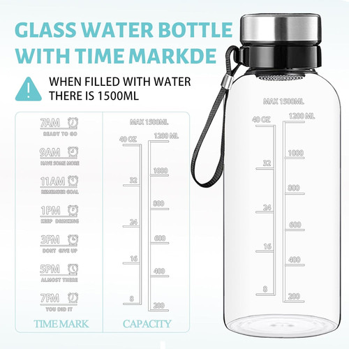 Glass water bottle - bottle, litre