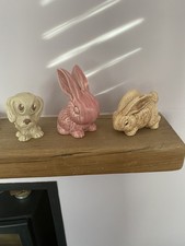 Sylvac Bunny Pink , Brown Running rabbit and Sammy the dog
