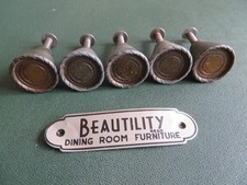 Vintage 1950s Metal Beautility Furniture Knobs x 5