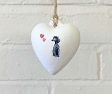 Poodle Black Ceramic Heart