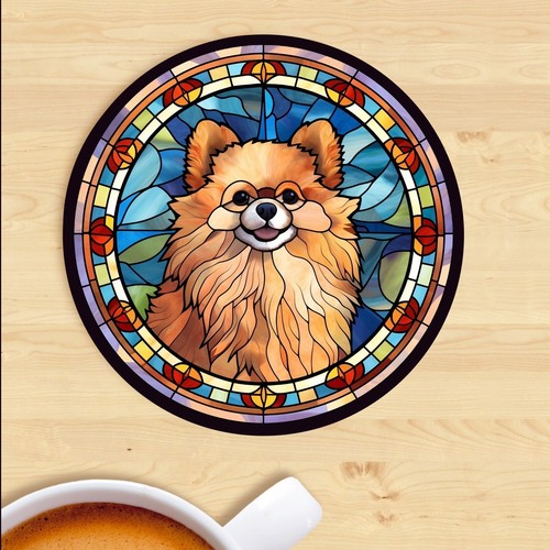 Pet dog coaster stained - dog, glass