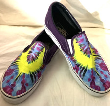 VANS “Off the Wall” Tye Dye Canvas Slip Ons Men’s Size 8 Women’s Size 9.5 NICE!
