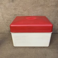 Red & White Plastic Bread Bin