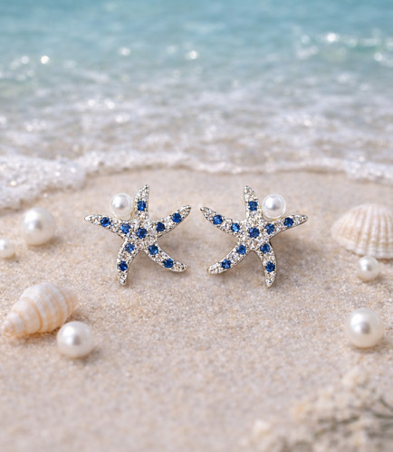 Starfish pearl blue - starfish, cz