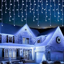 EcoNour 35M 1000 LED Cool White Icicle Christmas Lights Outdoor Fairy String