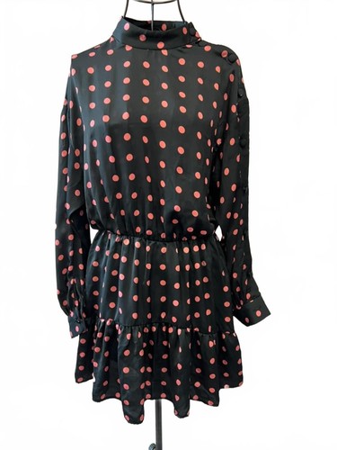 Zara black pink polka - black, dot