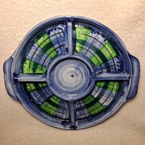Hand painted blue green tartan