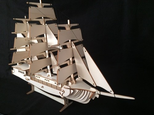 Laser cut wooden clipper sail - cut,