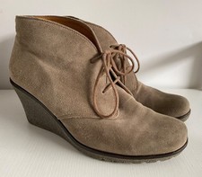 Gabor Ladies Suede Wedge Lace-Up Ankle Boots Beige Light Brown UK Size 6 