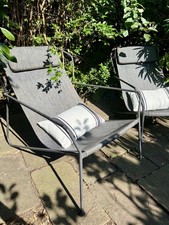 Dunelm 2 x Garden Lounge Chairs, Waterproof Pillows Included. Bargain!