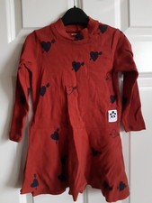 Girls Mini Rodini red hearts dress, size 2-3 yrs, lovely