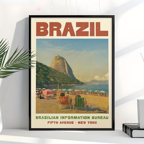 Brazil beach art print - art, vintage