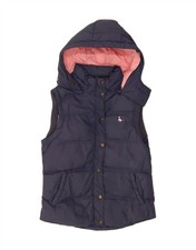 JACK WILLS Womens Hooded Padded Gilet UK 10 Small Navy Blue Nylon CC07
