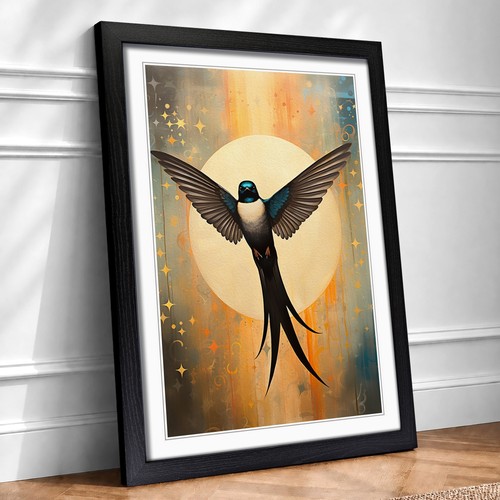 Swallow art deco framed - deco, wall