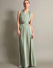 Monsoon Sage Green Multiway Infinity Maxi Dress Bridesmaid Prom Ball Gown UK 8