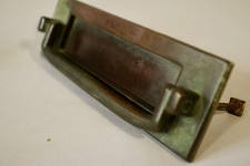 Reclaimed Antique bronze + verdigris  Letter Plate with knocker 9''