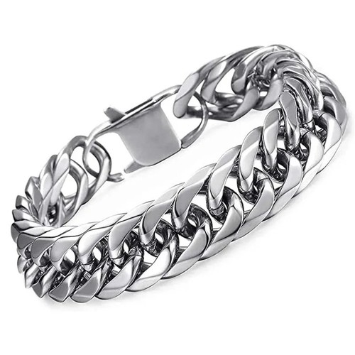 Mens silver bracelet 23cm - mens,