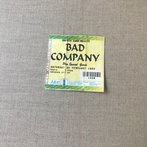 Bad company ticket stub town - ticket, stub,