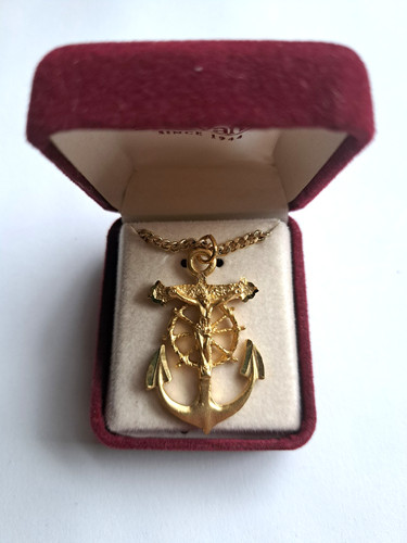 Cross with anchor gold - cross, 1.5"