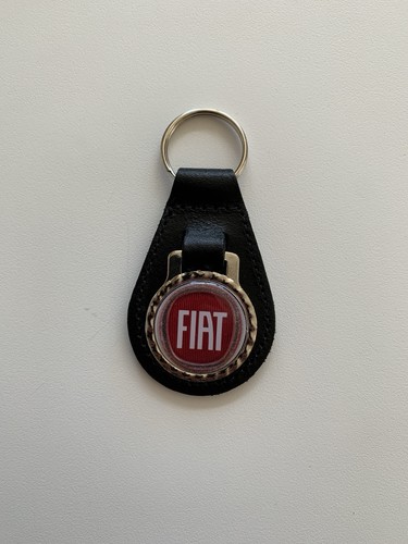 Black leather keyring fob - black,