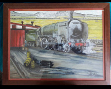 Original Oil painting of Steam Train by Oliver Cromwell. (Large).