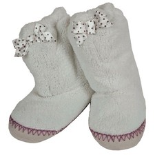 Ladies Cream Slipper Boots Brand New With Tags Satin Bow Fleece Size Small 3-4